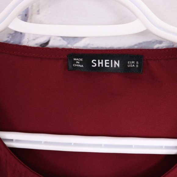 2/$20 pearl tie bell sleeve red blouse b635 - Picture 6 of 7